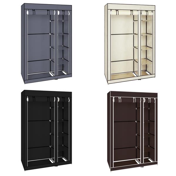 67" Portable Clothes Wardrobe – Fabric Closet with Hanging Rod (Grey)