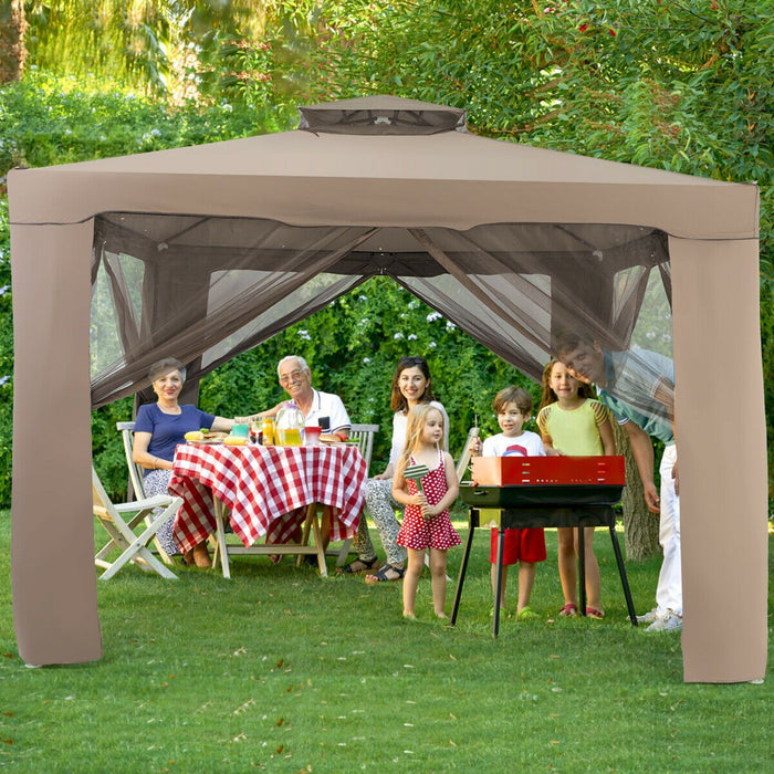 10x10ft Double-Tier Garden Gazebo with Vented Roof