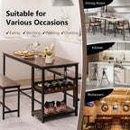 3 Pieces Kitchen Dining Set with Storage Rack