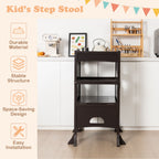 SEDOL Folding Montessori Learning Tower for Toddlers Space-Saving Height Adjustable Kitchen Helper Stool with Safety Latches and Full-Surround Guardrails