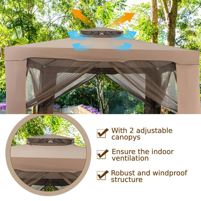 10x10ft Double-Tier Garden Gazebo with Vented Roof