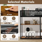 4-Tier Console Table with Wire Basket and Storage Shelves