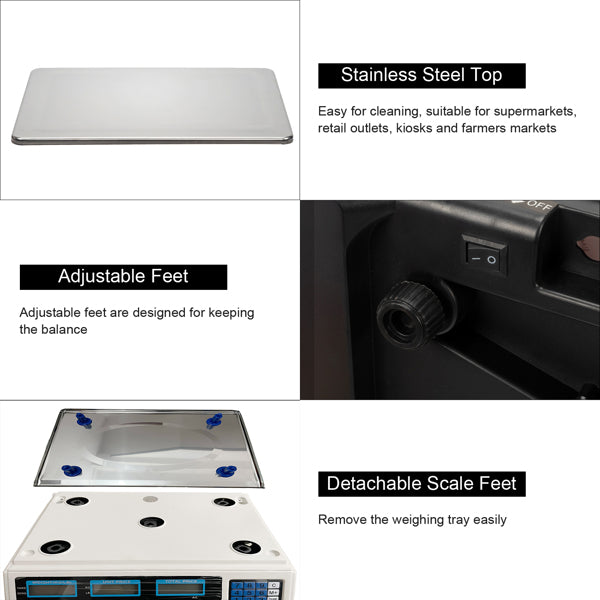 30–40kg  Digital Price Computing Scale – Vegetable & Retail Weighing Scale with Backlit LCD Display, 5g Precision & UK Plug – Silver & White