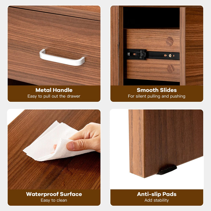 2-Tier Nightstand with Drawer and Open Component