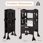 SEDOL Folding Montessori Learning Tower for Toddlers Space-Saving Height Adjustable Kitchen Helper Stool with Safety Latches and Full-Surround Guardrails