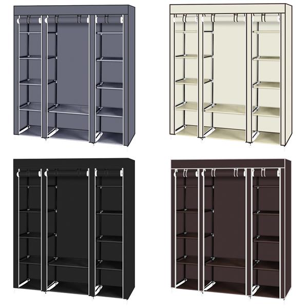 69" Portable Clothes Wardrobe – Non-Woven Fabric Closet Organiser (Grey)