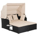 Rattan Daybed with Retractable Canopy, Cushions & Side Trays