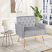 Modern Velvet Accent Chair with Button Tufted Back and Golden Metal Legs