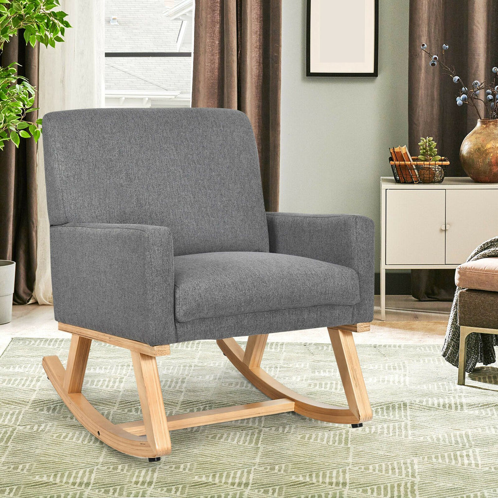 Fabric Upholstered Recliner Rocking Chair Armchair Lounge Sofa Seat Relax Rocker
