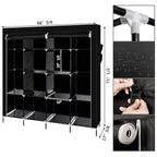 67" Portable Clothes Wardrobe – 12-Shelf Fabric Closet Organiser (Black)