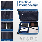 4-Piece Luggage Set with Handbags & Toiletry Kit – Durable Hard Shell Suitcases 18"/20"/24"/28" with Spinner Wheels, Travel Tote & Wash Bag – Dark Blue