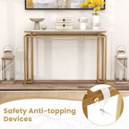 Gold Console Table – Faux Marble Top & Geometric Metal Frame