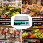 30–40kg  Digital Price Computing Scale – Vegetable & Retail Weighing Scale with Backlit LCD Display, 5g Precision & UK Plug – Silver & White