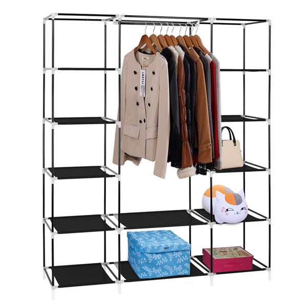 69" Portable Clothes Wardrobe – Non-Woven Fabric Closet Organiser (Black)