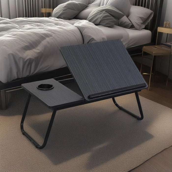 Multifunctional Foldable Bed Table – Portable Adjustable Laptop Desk with Cup Holder, Height & Angle Adjustable
