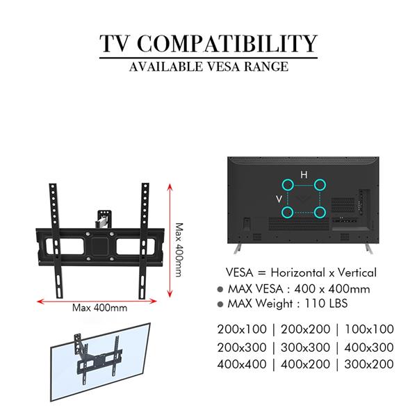 TV Stand for 32–65 Inch Screens – Single Arm Swivel Mount with Small Base, Tilt & Height Adjustable Bracket