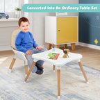 SEDOL 4-in-1 Mid-Century Modern Baby High Chair & Integrated Play Table Set with Solid Beech Legs 5-Point Safety Harness and Adjustable 4-Position Tray