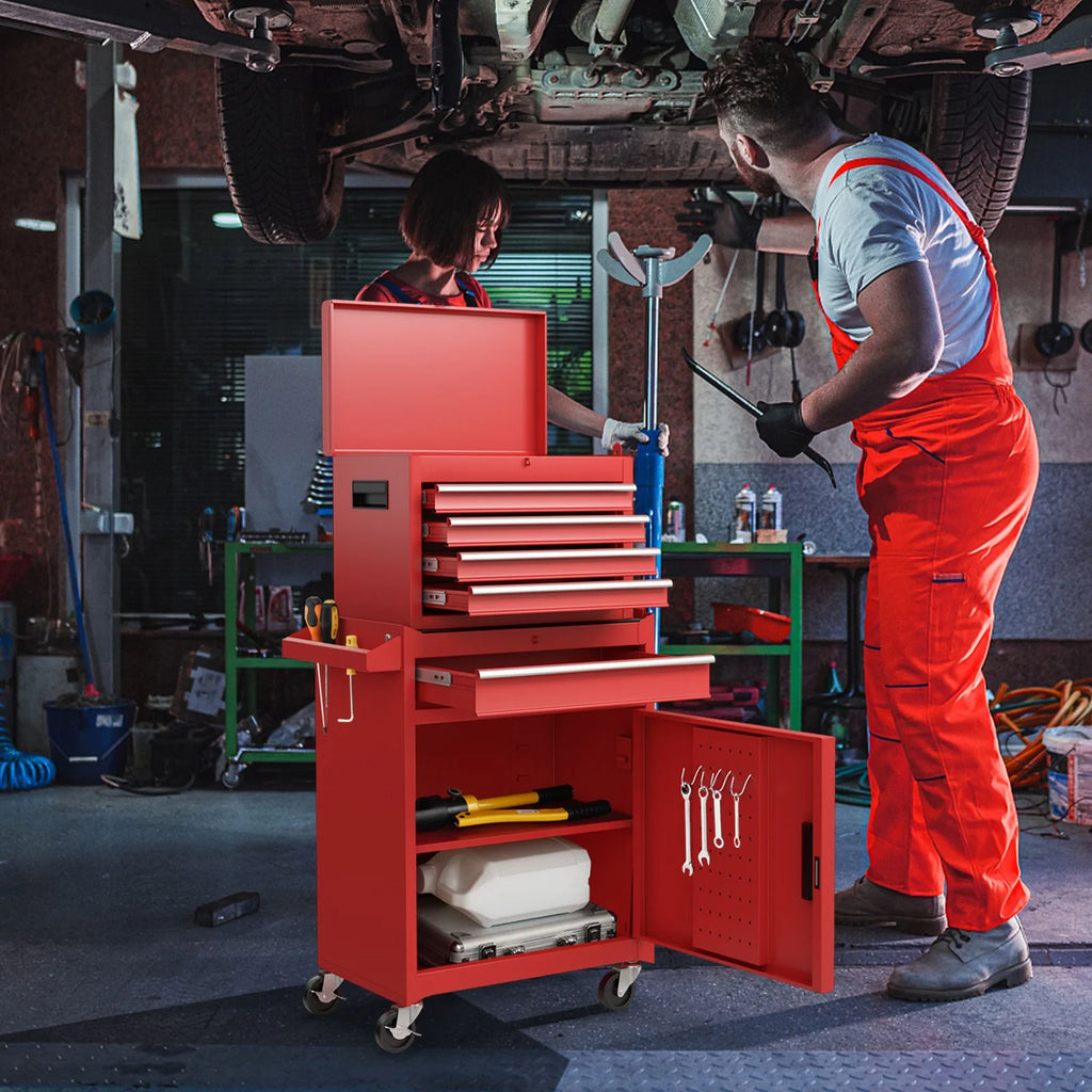 High-Capacity Rolling Tool Cabinet – Lockable Wheels, Metal 2‑in‑1 Chest & Base
