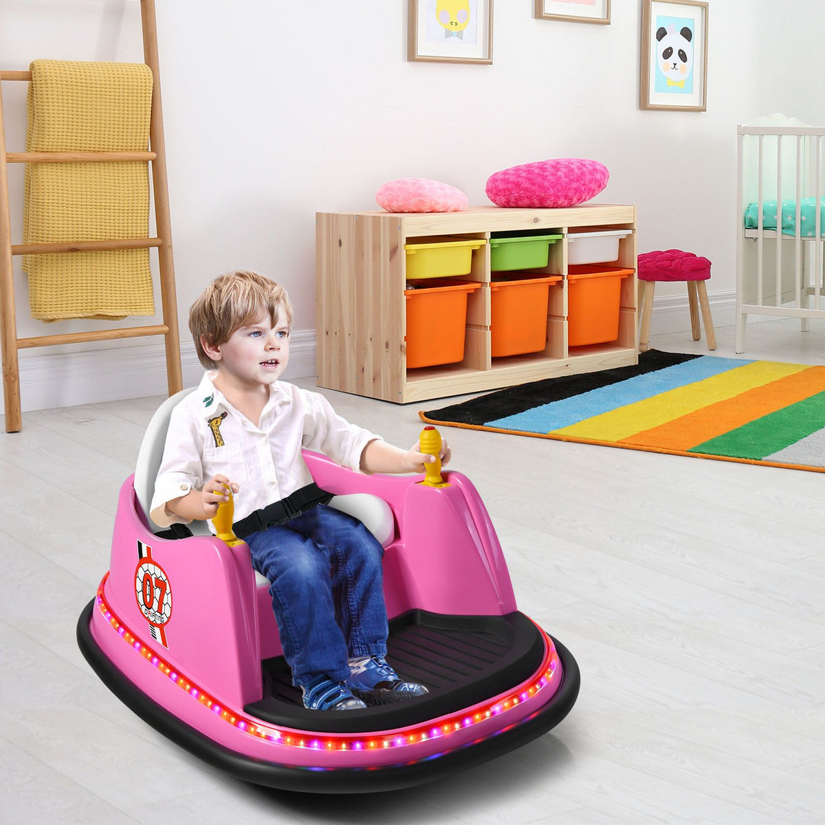 SEDOL Kids 6V Electric Bumper Car for Toddlers 360° Zero-Turn Waltz Car with Parental Remote Control Wall-Safe Rubber Bumper and Flashing LED Light Show