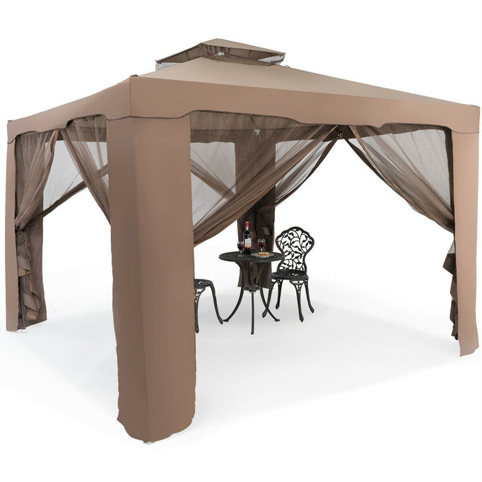 10x10ft Double-Tier Garden Gazebo with Vented Roof