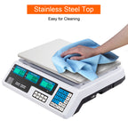 30–40kg  Digital Price Computing Scale – Vegetable & Retail Weighing Scale with Backlit LCD Display, 5g Precision & UK Plug – Silver & White