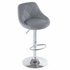 Adjustable PU Leather Counter & Bar Stool Set of 2 – Swivel 360°, Gas‑lift Height, Backrest, Foot‑rest – Grey