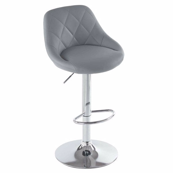 Adjustable PU Leather Counter & Bar Stool Set of 2 – Swivel 360°, Gas‑lift Height, Backrest, Foot‑rest – Grey