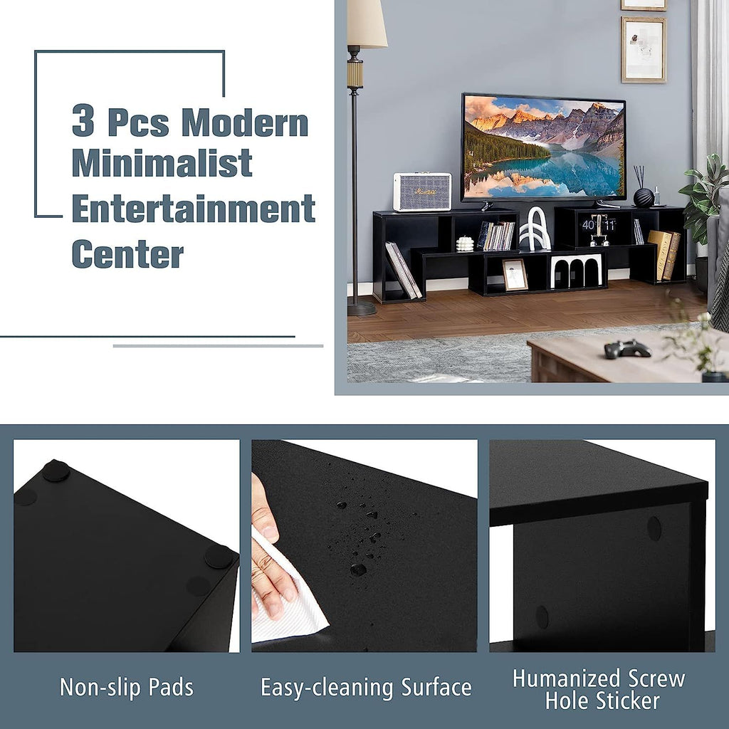 3 Pieces Convertible TV Stand for Tvs up to 65 Inches