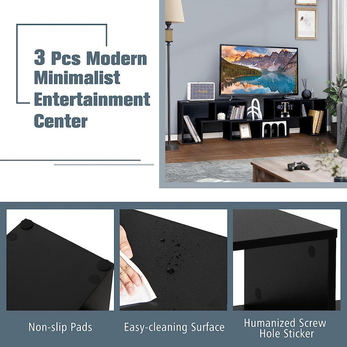 3 Pieces Convertible TV Stand for Tvs up to 65 Inches