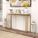 Gold Console Table – Faux Marble Top & Geometric Metal Frame