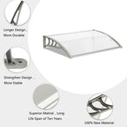 120x80cm Door Canopy – Outdoor Rain Cover Awning for Front Door, Window or Patio (White/Grey)