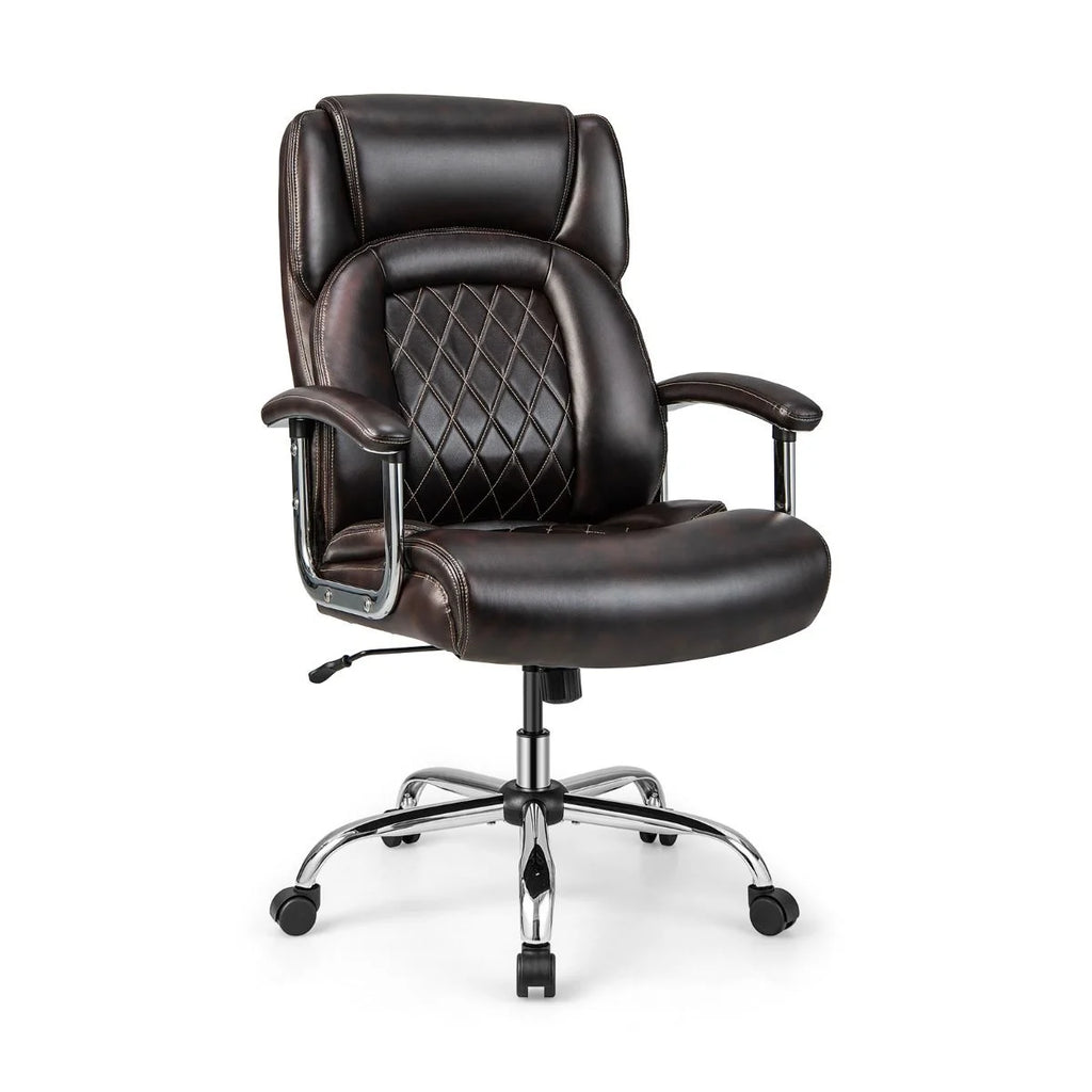 Leather Office Chair with Rocking Mode and Armrests