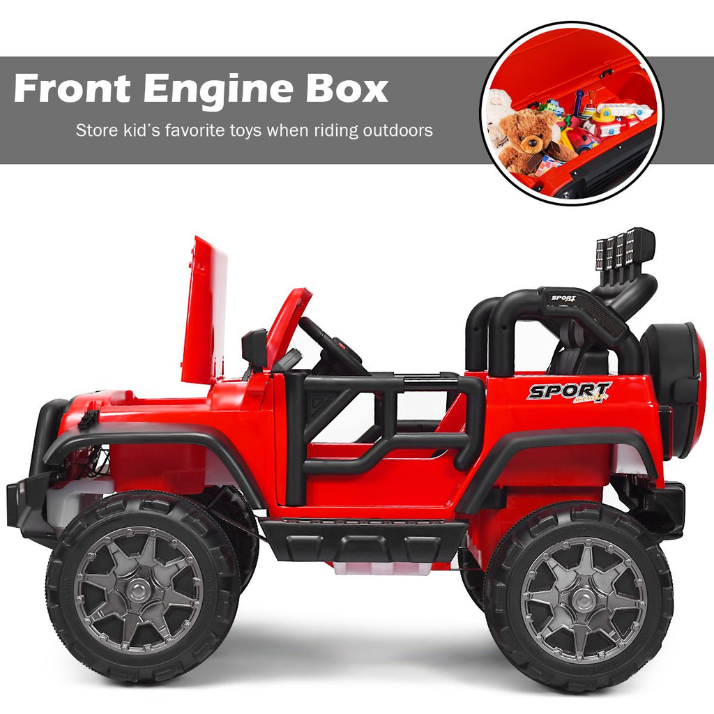 SEDOL 2-Seater 12V Electric Kids Ride-On Truck with Dual Storage Compartments Parental Remote Control High-Capacity 7Ah Battery and All-Terrain Spring Suspension – 50kg Limit