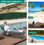 SEDOL Reclining Sun Lounger Set of 2 | 5-Position Adjustable Folding Garden Bed with Sponge-Filled Mattress | Heavy Duty 330lb Capacity Sunbeds with Headrest and Side Storage Pocket Gray
