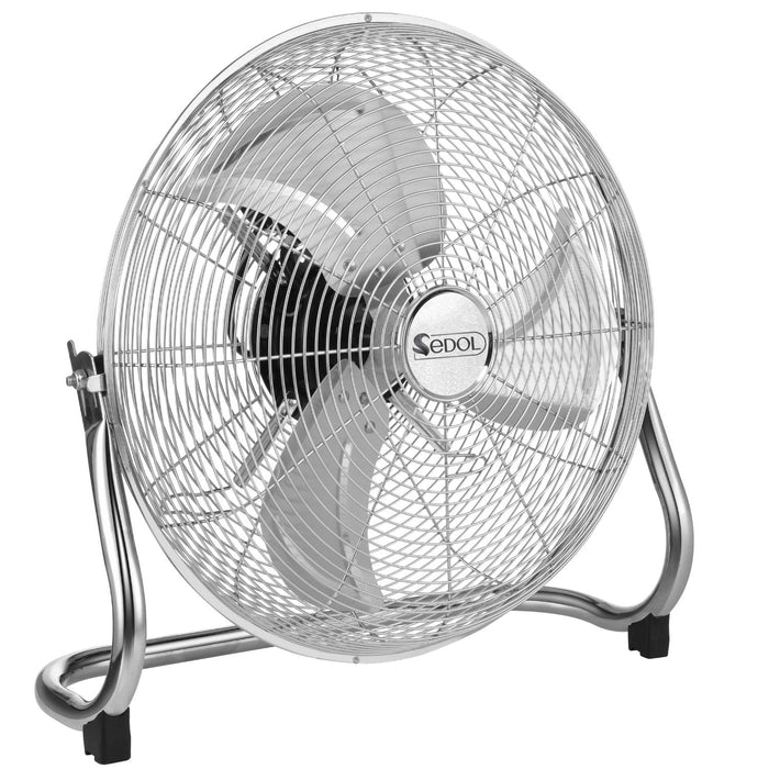 SEDOL 12" Chrome Floor Fan with 3 Speed Settings and Tilting Head Feature