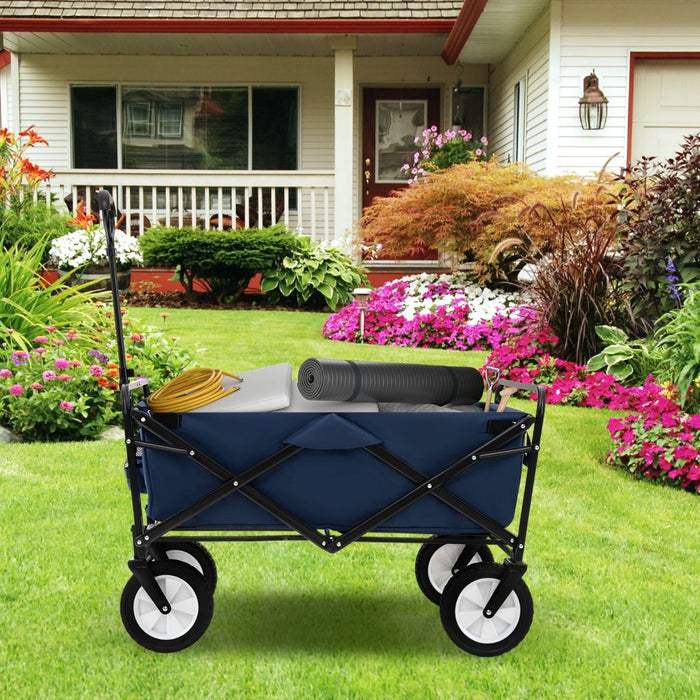Heavy Duty Camping Garden Cart with Adjustable Handle and Drink Holders