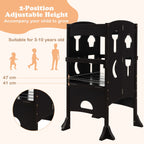 SEDOL Folding Montessori Learning Tower for Toddlers Space-Saving Height Adjustable Kitchen Helper Stool with Safety Latches and Full-Surround Guardrails
