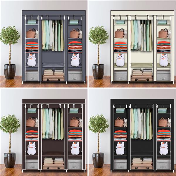 69" Portable Clothes Wardrobe – Non-Woven Fabric Closet Organiser (Grey)