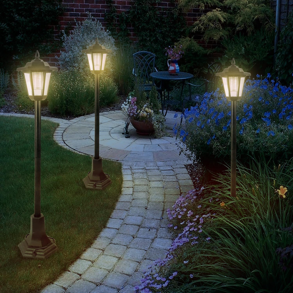 SEDOL 2-Pack Solar Powered Lamp Post Lights 83cm Victorian Style Outdoor Garden Lanterns Automatic Dusk-to-Dawn LED Pathway Lights for Driveway Patio and Borders