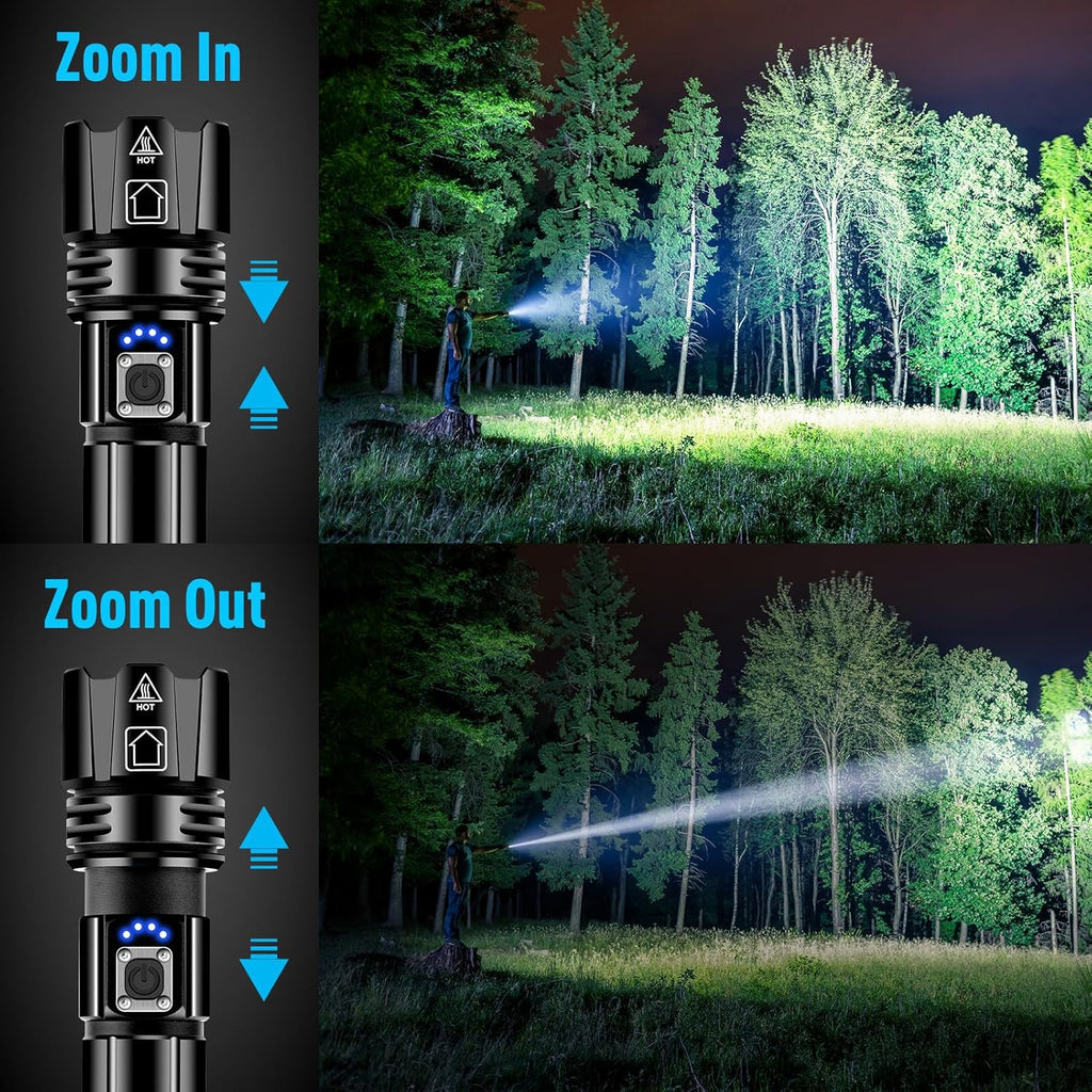 SEDOL 2-Pack Ultra-Bright Rechargeable LED Torches | High-Powered XHP70.2 Chip with 5000mAh Emergency Power Bank | IPX7 Waterproof & 1000m Zoomable Beam | Professional Tactical Torch Set for Camping and Emergencies