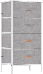 SEDOL 4 Drawer Fabric Chest of Drawers Slim Bedroom Storage Organizer Unit with Wood Top and Anti-Tip Safety System Narrow Tallboy Dresser for Kids Room Hallway and Small Spaces