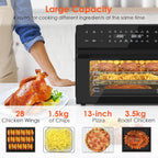 SEDOL 30L Air Fryer Oven XXL with Rotisserie 1800W Digital Countertop Convection Oven 20 Cooking Presets 360° Hot Air Circulation 9 Accessories Included for Whole Chicken and 13 Inch Pizza Black