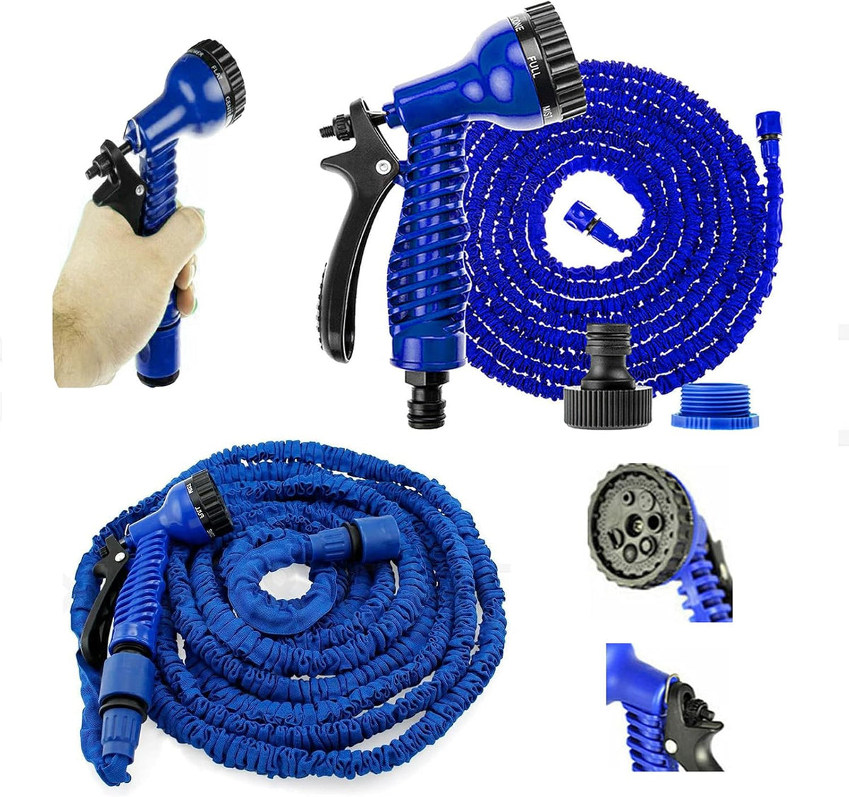 SEDOL 75FT Expandable Garden Hose Pipe Extra Strength Flexible Expanding Water Hose with 7-Function Spray Gun and Universal 1/2" & 3/4" Brass Fittings No-Kink Lightweight Hosepipe