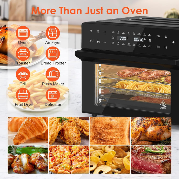 SEDOL 30L Air Fryer Oven XXL with Rotisserie 1800W Digital Countertop Convection Oven 20 Cooking Presets 360° Hot Air Circulation 9 Accessories Included for Whole Chicken and 13 Inch Pizza Black