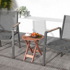 Wooden Side Table with Slatted Tabletop and Sturdy X-Shaped Frame
