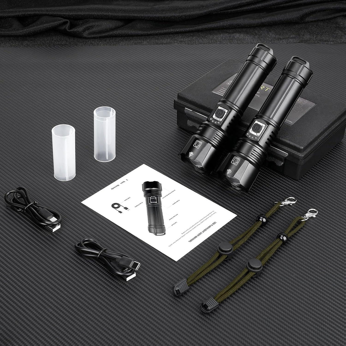 SEDOL 2-Pack Ultra-Bright Rechargeable LED Torches | High-Powered XHP70.2 Chip with 5000mAh Emergency Power Bank | IPX7 Waterproof & 1000m Zoomable Beam | Professional Tactical Torch Set for Camping and Emergencies