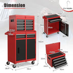High-Capacity Rolling Tool Cabinet – Lockable Wheels, Metal 2‑in‑1 Chest & Base