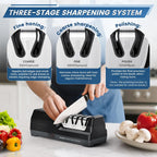 SEDOL 3-Stage Electric Knife Sharpener | Professional 100% Diamond Abrasive System | 20-Degree Precision Angle Guide with Magnetic Debris Collector and 2800 RPM Motor
