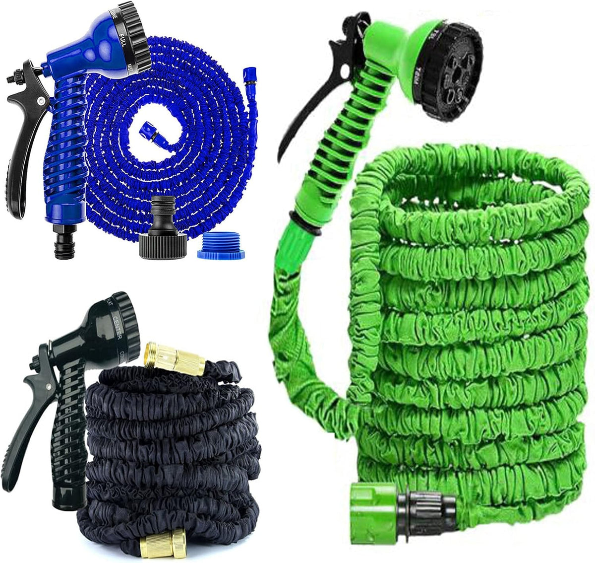 SEDOL 75FT Expandable Garden Hose Pipe Extra Strength Flexible Expanding Water Hose with 7-Function Spray Gun and Universal 1/2" & 3/4" Brass Fittings No-Kink Lightweight Hosepipe
