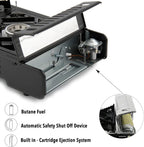 SEDOL 2-Burner Portable Camping Stove | High-Power 5kW Double Gas Cooker with Piezo Ignition | Lightweight Alloy Steel Design with Protective Carry Case for Festivals Camping and Outdoor Cooking
